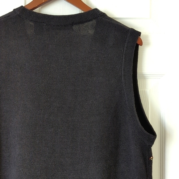 Victoria Jones 90's Vintage Embroidered & Beaded Holiday Sweater Vest Black M - Picture 9 of 9